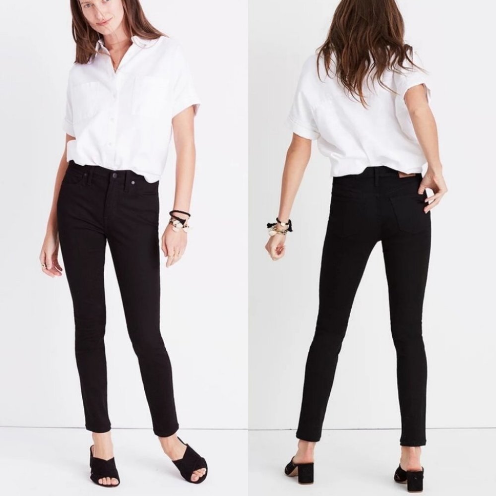 Madewell Black 9" Mid-Rise Skinny Jeans‎ ISKO Black Size 24 Premium Denim G1202